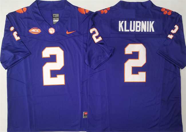 Mens Clemson Tigers #2 Cade Klubnik Purple F.U.S.E. Stitched Football Jersey