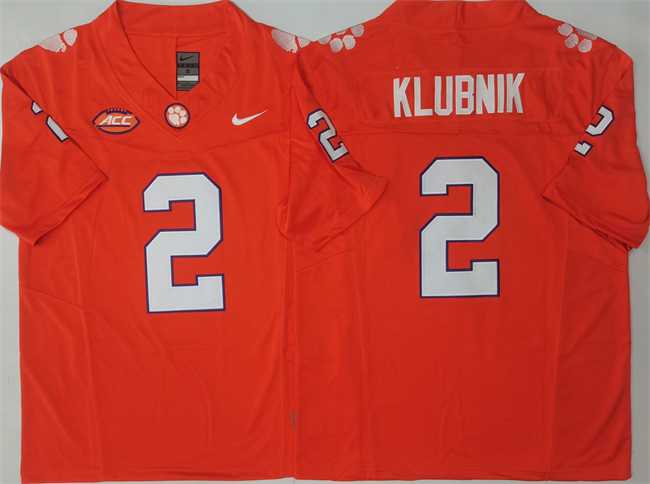 Mens Clemson Tigers #2 Cade Klubnik Orange F.U.S.E. Stitched Football Jersey