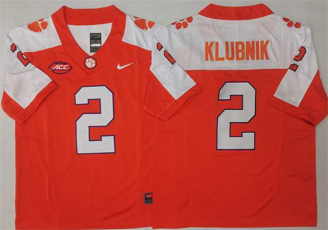Mens Clemson Tigers #2 Cade Klubnik Orange White F.U.S.E. Stitched Football Jersey
