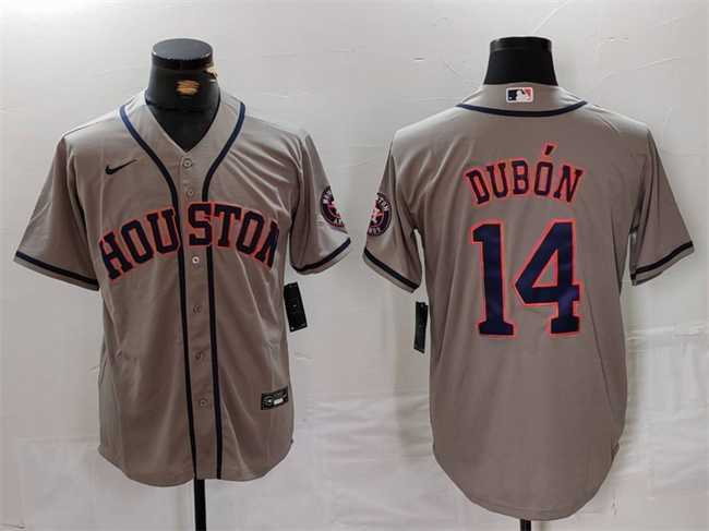 Mens Houston Astros #14 Mauricio Dubon Grey Cool Base Stitched Jersey