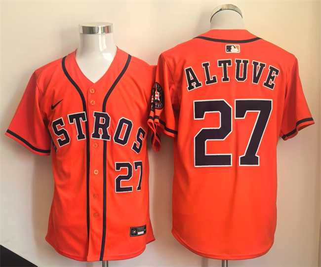 Mens Houston Astros #27 Jose Altuve Orange Limited Stitched Jersey