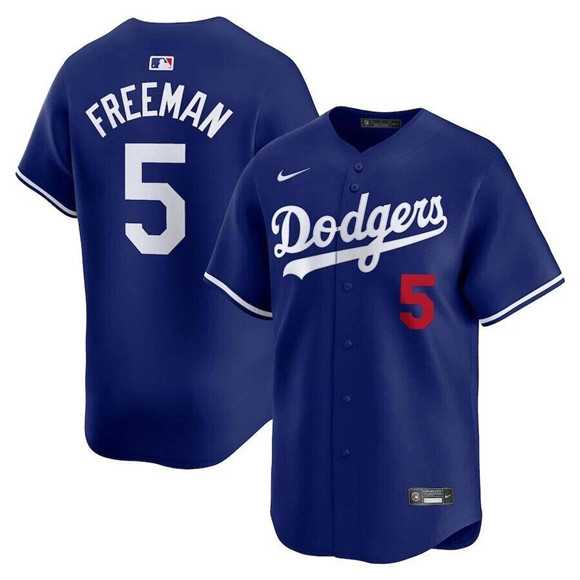 Mens Los Angeles Dodgers #5 Freddie Freeman Royal Limited Stitched Jersey Dzhi