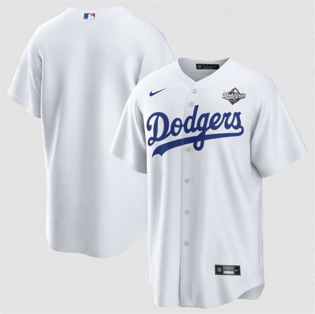 Mens Los Angeles Dodgers Blank White 2025 World Series Home Cool Base Stitched Jersey Dzhi