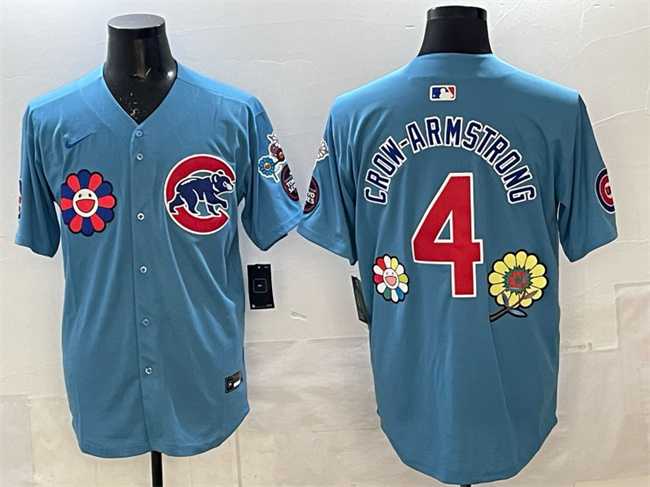 Mens Chicago Cubs #4 Pete Crow-Armstrong Blue 2025 Tokyo Series 2nd Alternate Limited Stitched Jersey