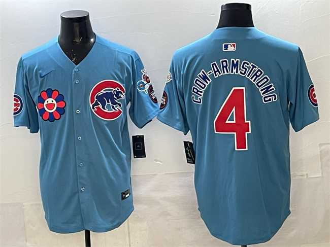 Mens Chicago Cubs #4 Pete Crow-Armstrong Blue 2025 Tokyo Series 2nd Alternate Limited Stitched Jersey