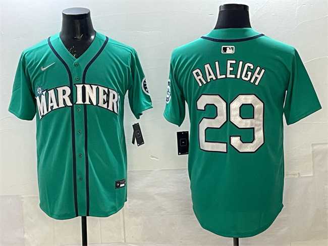 Mens Seattle Mariners #29 Cal Raleigh Aqua Limited Stitched jersey
