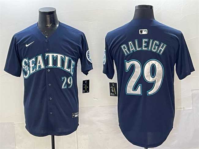 Mens Seattle Mariners #29 Cal Raleigh Navy Limited Stitched jersey