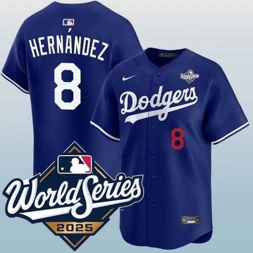 Mens Los Angeles Dodgers #8 Enrique Hernandez Blue 2025 World Series Vapor Limited Stitched Jersey