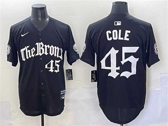 Mens New York Yankees #45 Gerrit Cole Black Gothic Legacy Edition Vapor Premier Limited Stitched Baseball Jersey