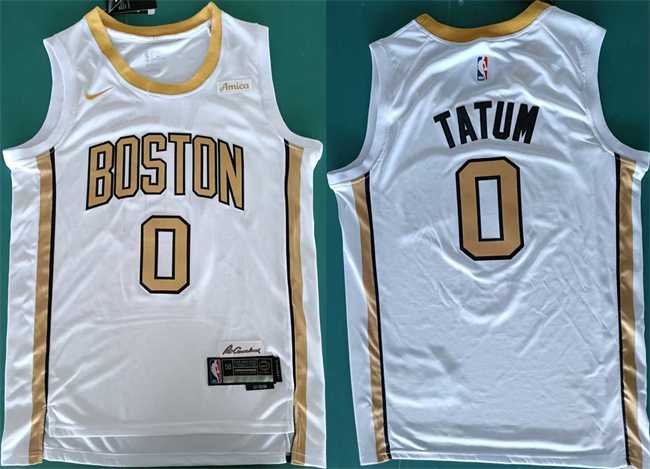 Mens Boston Celtics #0 Jayson Tatum White Stitched Jersey