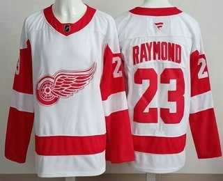 Mens Detroit Red Wings #23 Lucas Raymond White Authentic Jersey