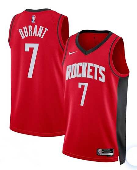 Mens Houston Rockets #7 Kevin Durant Red Nike Icon Edition NBA Jersey Dzhi
