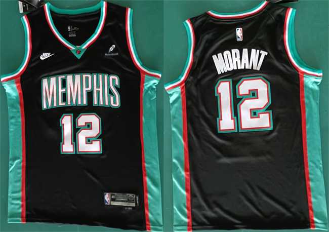 Mens Memphis Grizzlies #12 Ja Morant Black 2025 Classic Edition Stitched Jersey