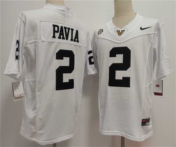Mens Vanderbilt Commodores #2 Diego Pavia White 2024 F.U.S.E. Vapor Limited Stitched Football Jersey