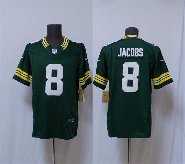 Mens Green Bay Packers #8 Josh Jacobs Green Vapor 2025 F.U.S.E. Limited Stitched Jersey