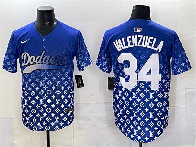 Mens Los Angeles Dodgers #34 Fernando Valenzuela Blue Limited Stitched Jersey