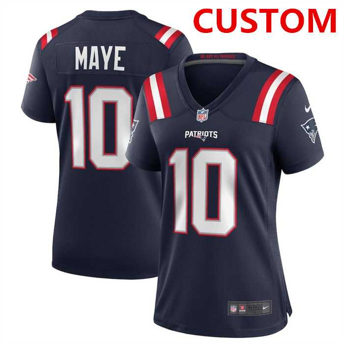 Womens New England Patriots Custom Navy football stitched jersey(run small)