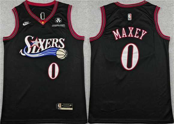 Mens Philadelphia 76ers #0 Tyrese Maxey Black 2025 Classic Edition Stitched Stitched Jersey