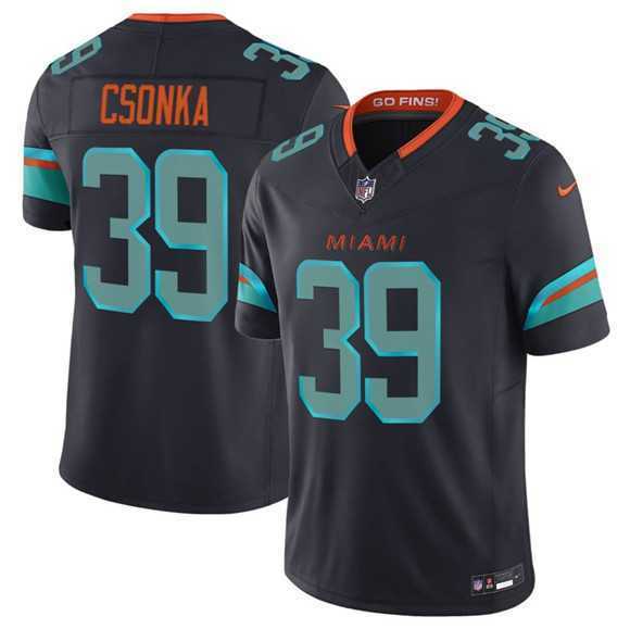 Mens Miami Dolphins #39 Larry Csonka Black 2025 F.U.S.E. Rivalries Vapor Limited Football Stitched Jersey Dzhi