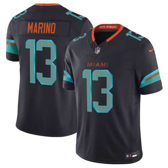 Mens Miami Dolphins #13 Dan Marino Black 2025 F.U.S.E. Rivalries Vapor Limited Football Stitched Jersey Dzhi