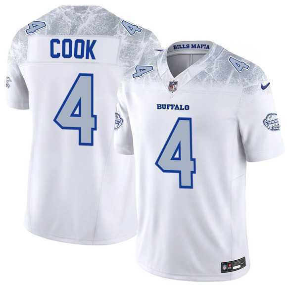 Mens Buffalo Bills #4 James Cook White 2025 F.U.S.E. Rivalries Vapor Limited Football Stitched Jersey Dzhi