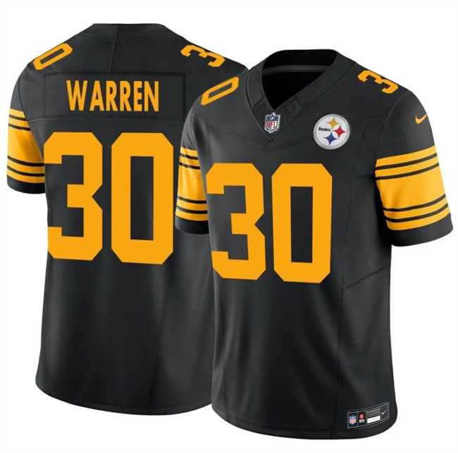 Mens Pittsburgh Steelers #30 Jaylen Warren Black 2025 F.U.S.E. Color Rush Vapor Untouchable Limited Stitched Jersey Dzhi