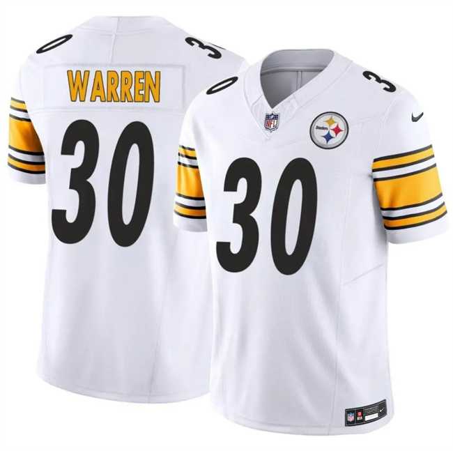 Mens Pittsburgh Steelers #30 Jaylen Warren White 2025 F.U.S.E. Vapor Limited Stitched Jersey Dzhi