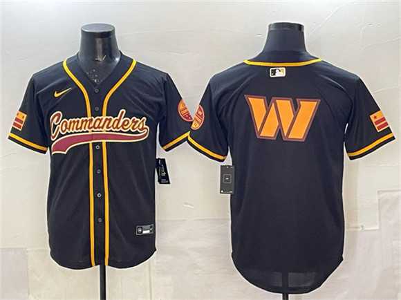 Mens Washington Commanders Team Big Logo Black Limited Stitched Baseball Jersey
