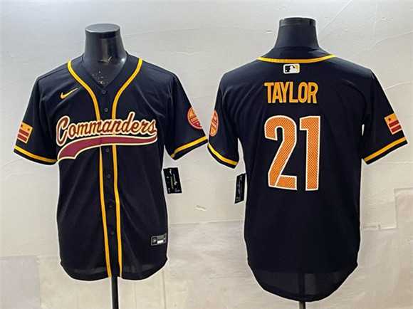 Mens Washington Commanders #21 Sean Taylor Black Limited Stitched Baseball Jersey