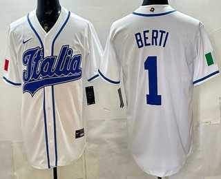 Mens Italy #1 Jonathon Berti White 2026 World Baseball Classic Cool Base Jersey