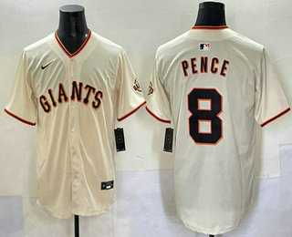 Mens San Francisco Giants #8 Hunter Pence Cream Limited Stitched Jersey