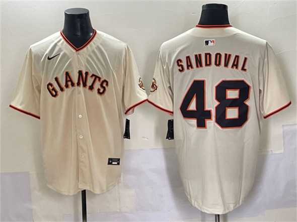 Mens San Francisco Giants #48 Pablo Sandoval Cream 2024 Home Limited Stitched Baseball Jersey