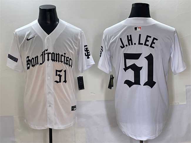Mens San Francisco Giants #51 Jung Hoo Lee White Gothic Fog Edition Vapor Premier Limited Stitched Baseball Jersey
