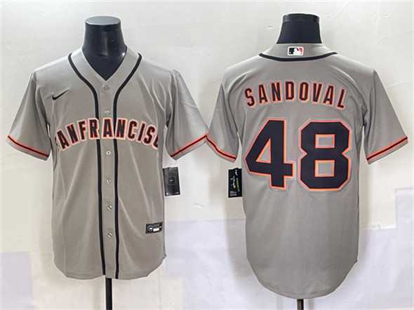 Mens San Francisco Giants #48 Pablo Sandoval Gray Cool Base Stitched Baseball Jersey