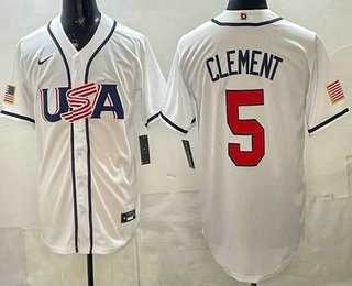 Mens USA #5 Ernie Clement White 2026 World Baseball Classic Cool Base Jersey