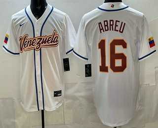 Mens Venezuela #16 Wilyer Abreu White 2026 World Baseball Classic Cool Base Jersey