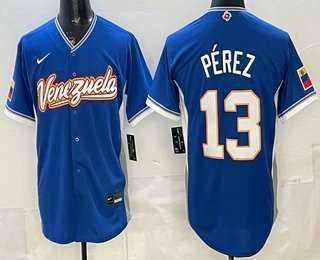 Mens Venezuela #13 Salvador Perez Blue 2026 World Baseball Classic Cool Base Jersey