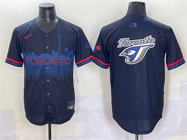 Mens Toronto Blue Jays Team Big Logo Navy 2024 City Connect Limited Stitched Baseball Jersey