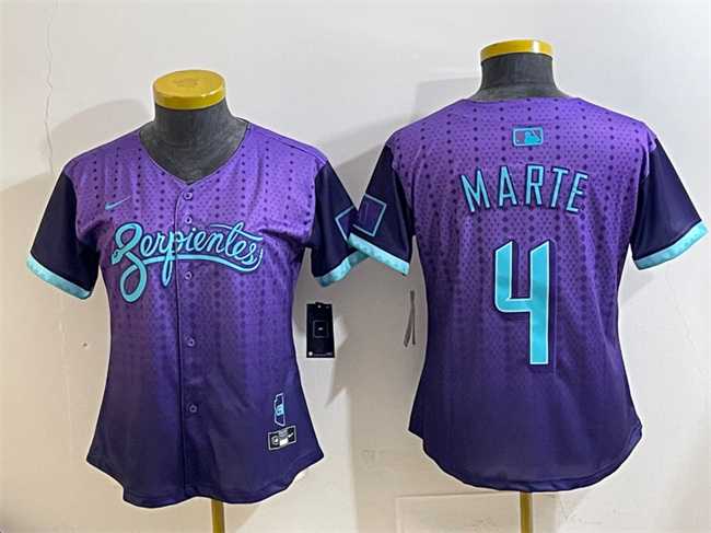 Womens Arizona Diamondbacks #4 Ketel Marte Purple 2025 City Connect Limited Stitched Baseball Jersey(Run Small)
