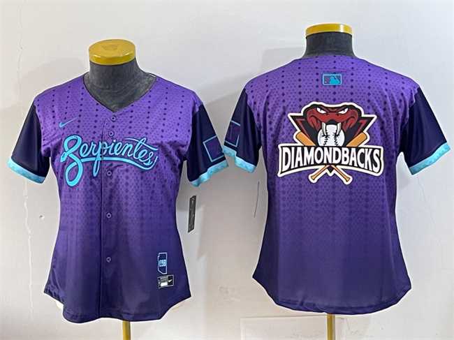 Womens Arizona Diamondbacks Team Big Logo Purple 2025 City Connect Limited Stitched Baseball Jersey(Run Small)