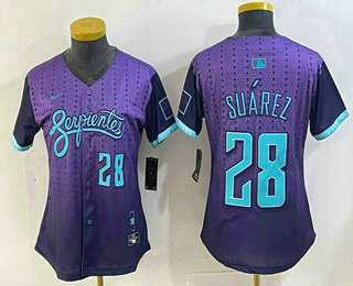 Womens Arizona Diamondbacks #28 Eugenio Suarez Number Purple 2025 City Connect Limited Jersey