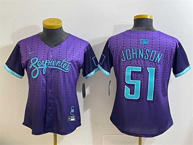 Womens Arizona Diamondbacks #51 Randy Johnson Purple 2025 City Connect Limited Stitched Baseball Jersey(Run Small)