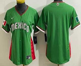 Womens Mexico Blank Green 2026 World Baseball Classic Cool Base Jersey