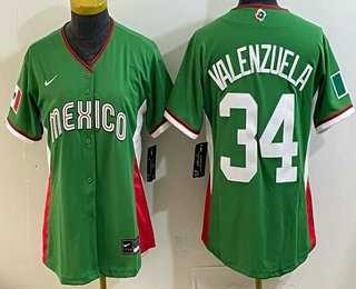 Womens Mexico #34 Fernando Valenzuela Green 2026 World Baseball Classic Cool Base Jersey