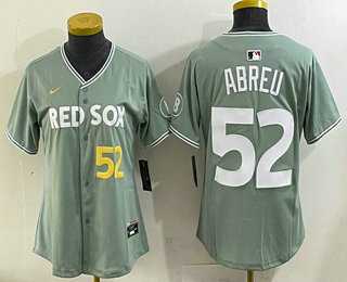 Womens Boston Red Sox #52 Wilyer Abreu Light Green 2025 City Connect Player Name Limited Jersey