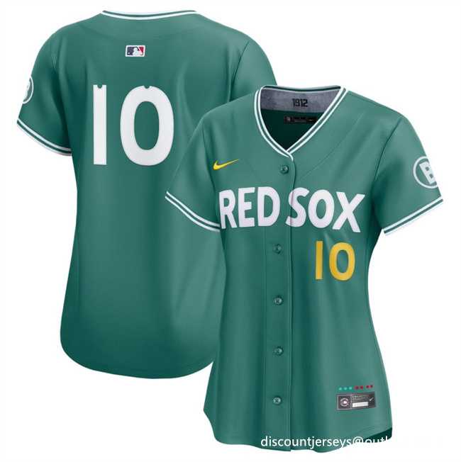 Womens Boston Red Sox #10 Trevor Story Green 2025 City Connect Limited Stitched Baseball Jersey(Run Small) Dzhi