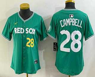 Womens Boston Red Sox #28 Kristian Campbell Green 2025 City Connect Player Name Limited Jersey