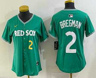 Womens Boston Red Sox #2 Alex Bregman Green 2025 City Connect Player Name Limited Jersey