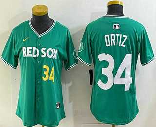 Womens Boston Red Sox #34 David Ortiz Green 2025 City Connect Player Name Limited Jersey