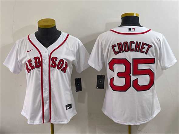 Womens Boston Red Sox #35 Garrett Crochet White Cool Base Stitched Baseball Jersey(Run Small)